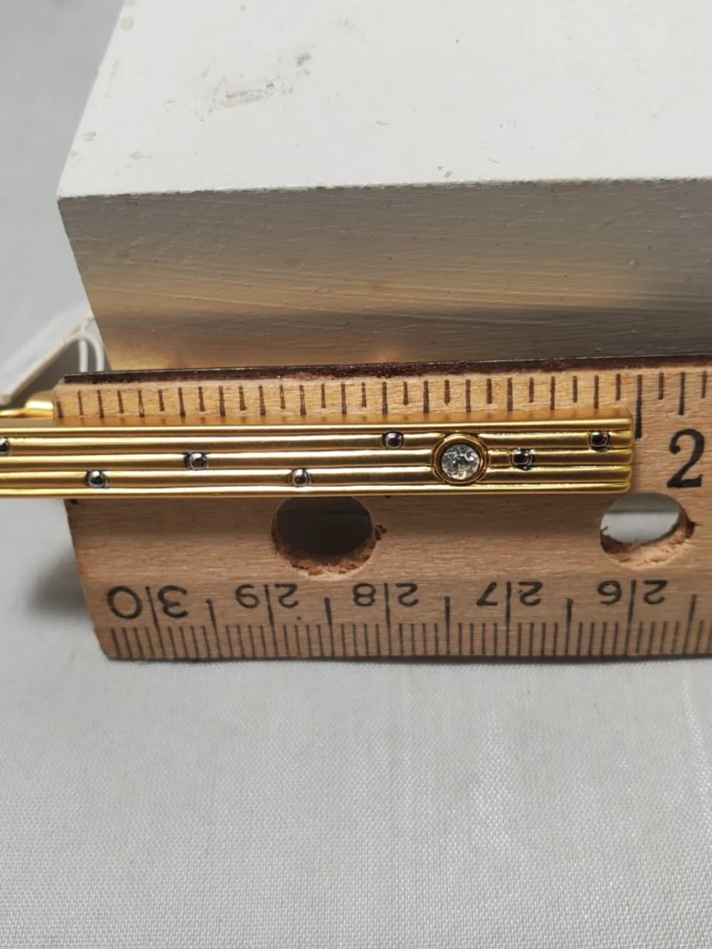 Vintage Gold-Tone Rhinestone 3-Piece Cufflinks and Tie Clip Set